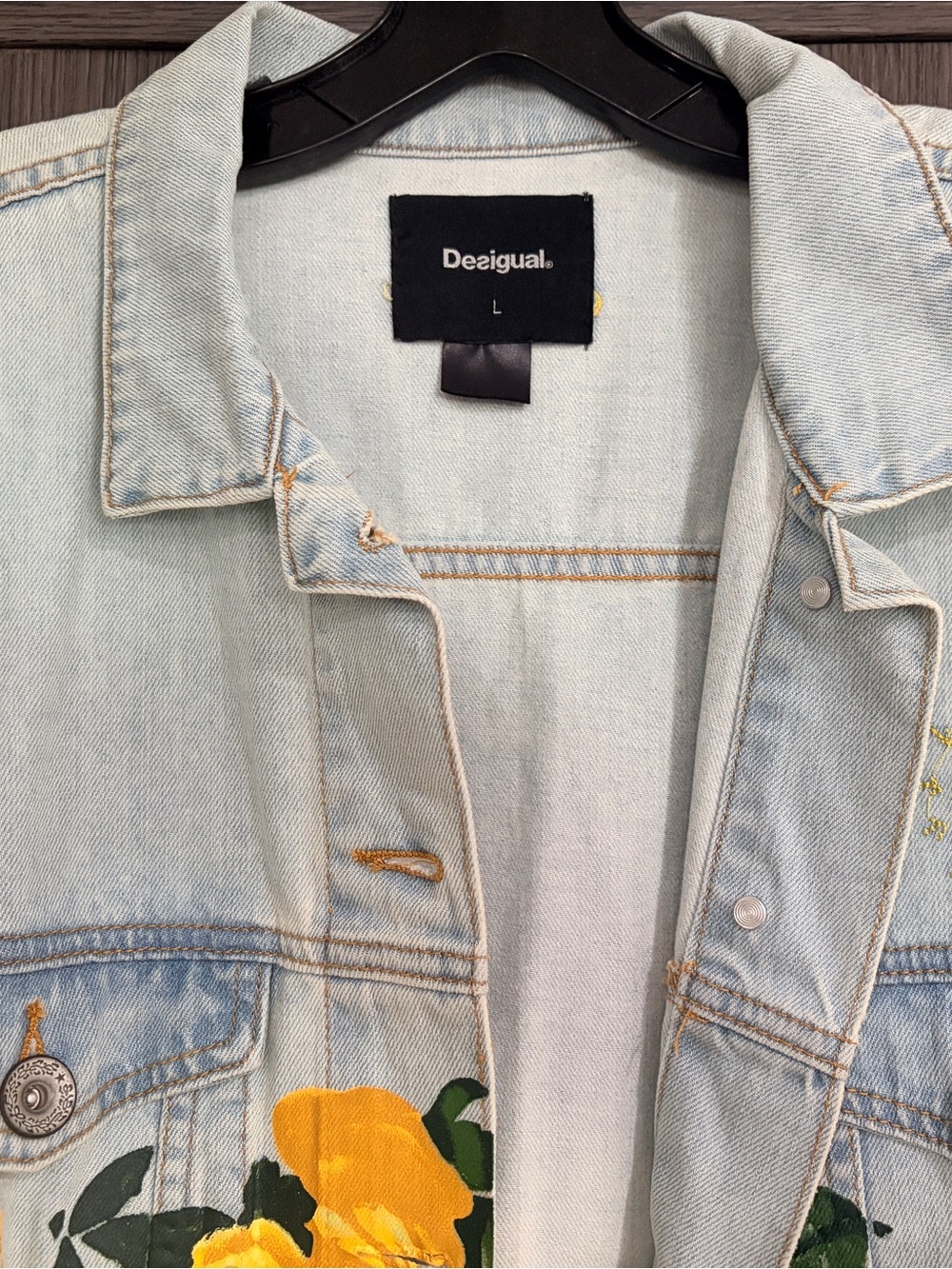 Desigual Yellow Ombre Rose Denim Jacket - Picture 2 of 5